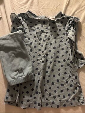 Hanna Andersson Light Blue Top with Navy Polka Dots